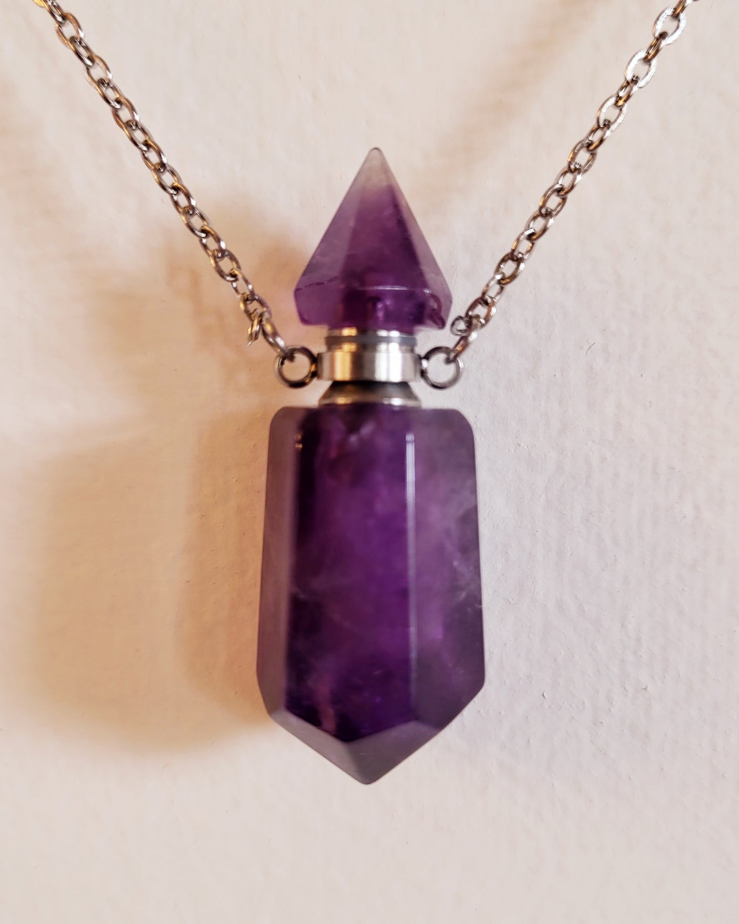 Amethyst Oil Bottle Necklace