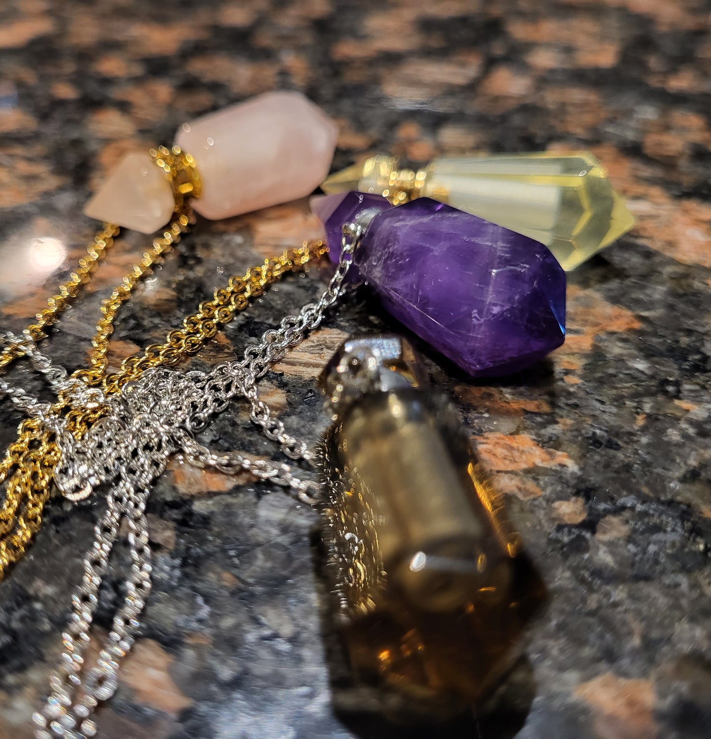 Smokey Quartz Oil Bottle Necklace