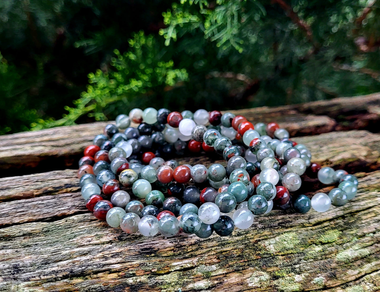 Bloodstone Bracelet - good fortune, detoxification, reduces irritability, boosts energy