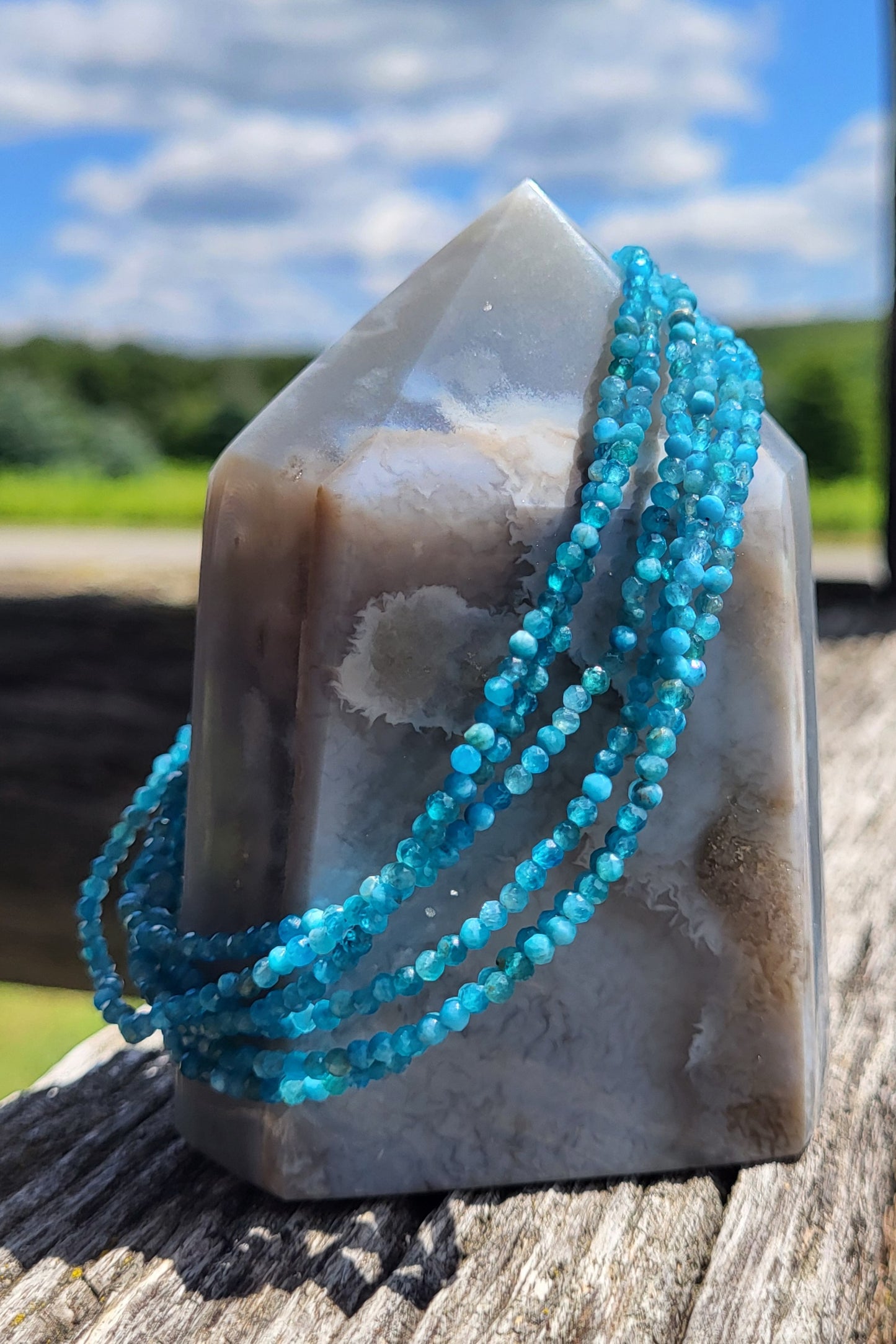 Blue Apatite Crystal Ankle Bracelet