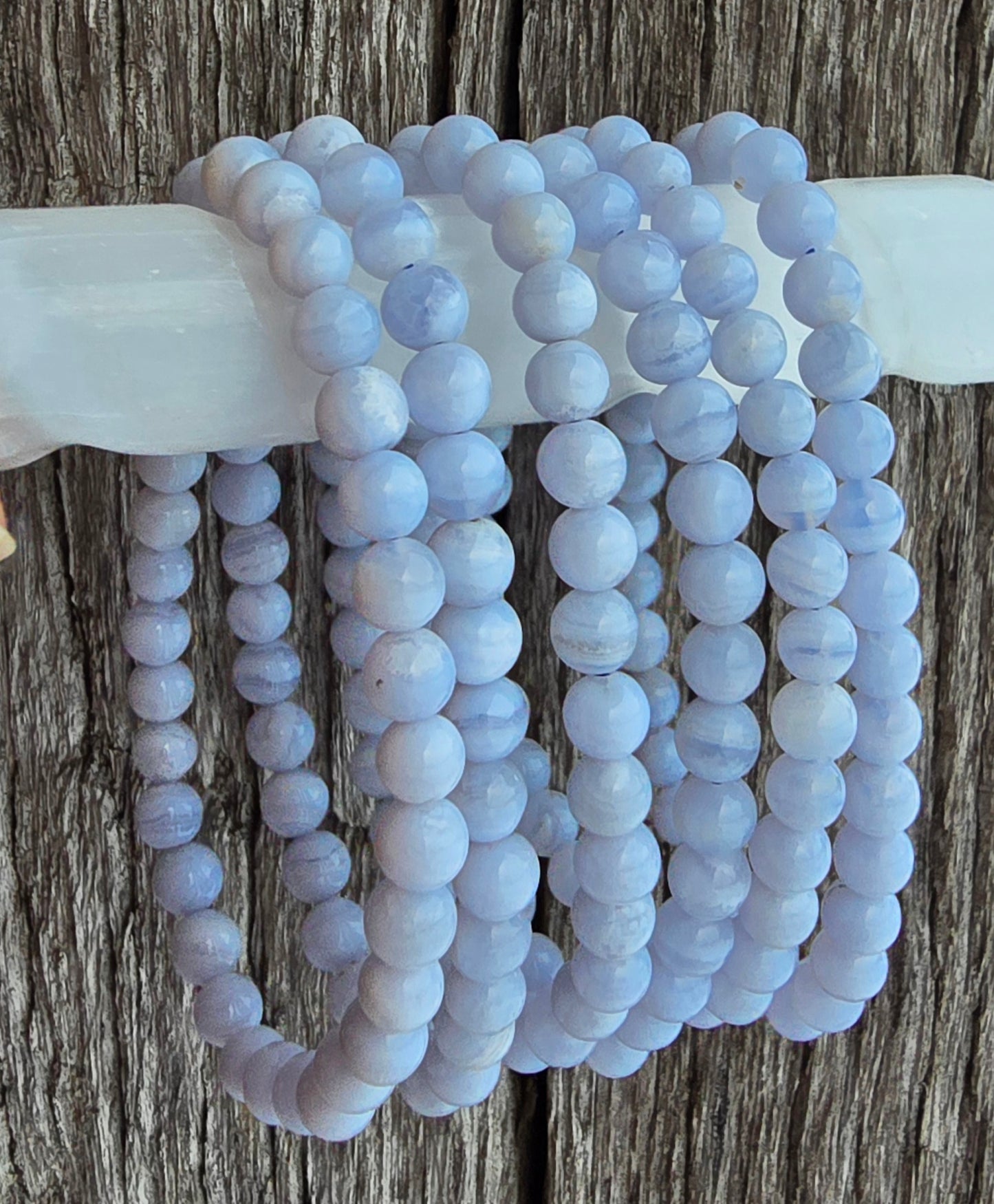 Blue Lace Agate Bracelet - Tranquility, Clarity, Communication,
Harmony, Relieves Tension