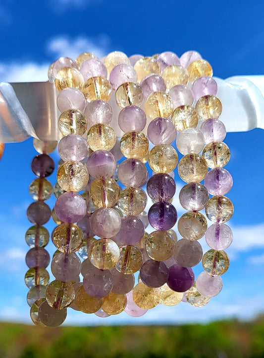 Ametrine Crystal Bracelet- exhaustion, allergies, digestion, depression, concentration