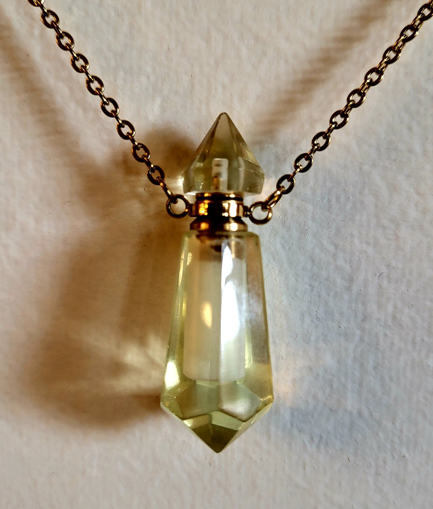 Citrine Oil Bottle Necklace - promotes motivation, activates creativity and encourages self-expression