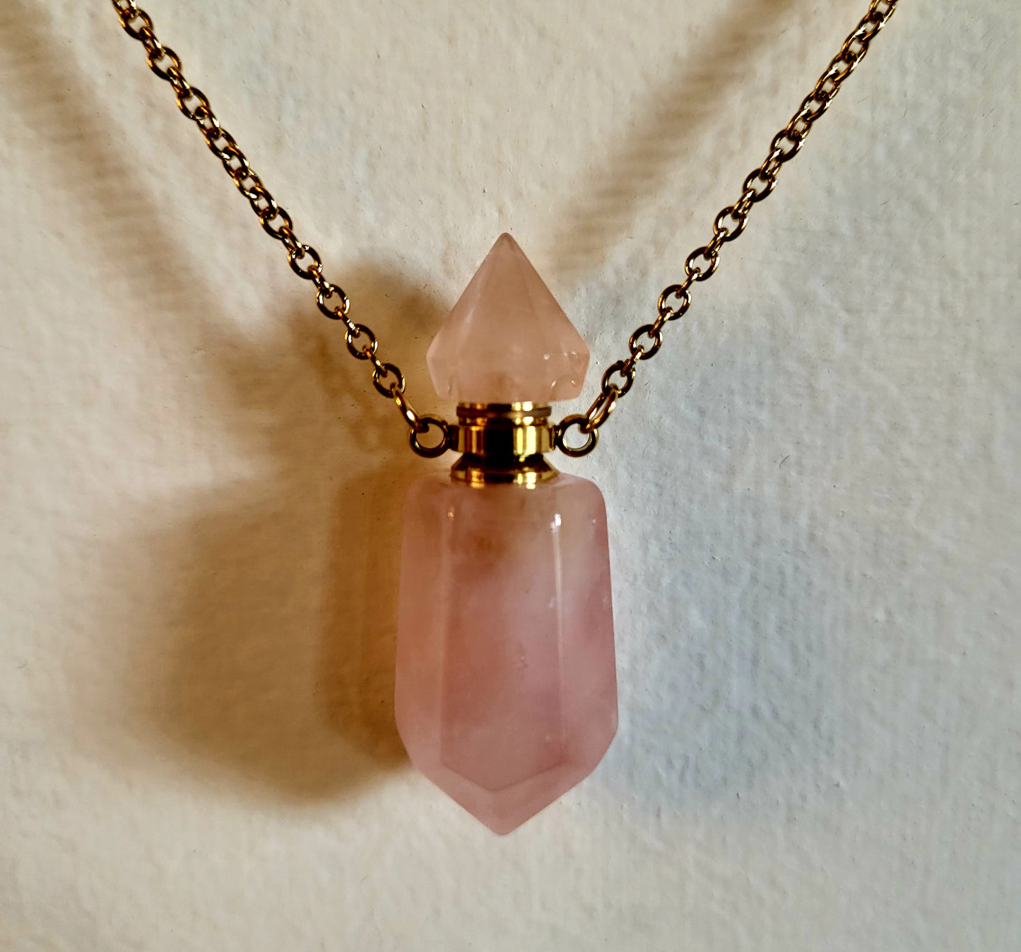 Rose Quartz Oil Bottle Necklace - unconditional love