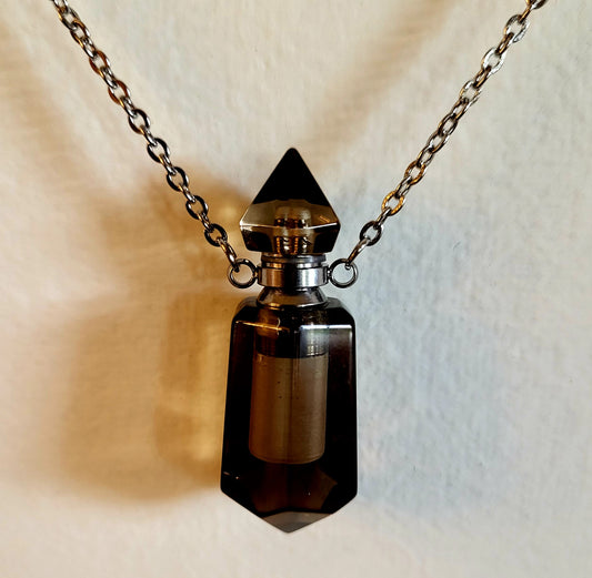 Smokey Quartz Oil Bottle Necklace