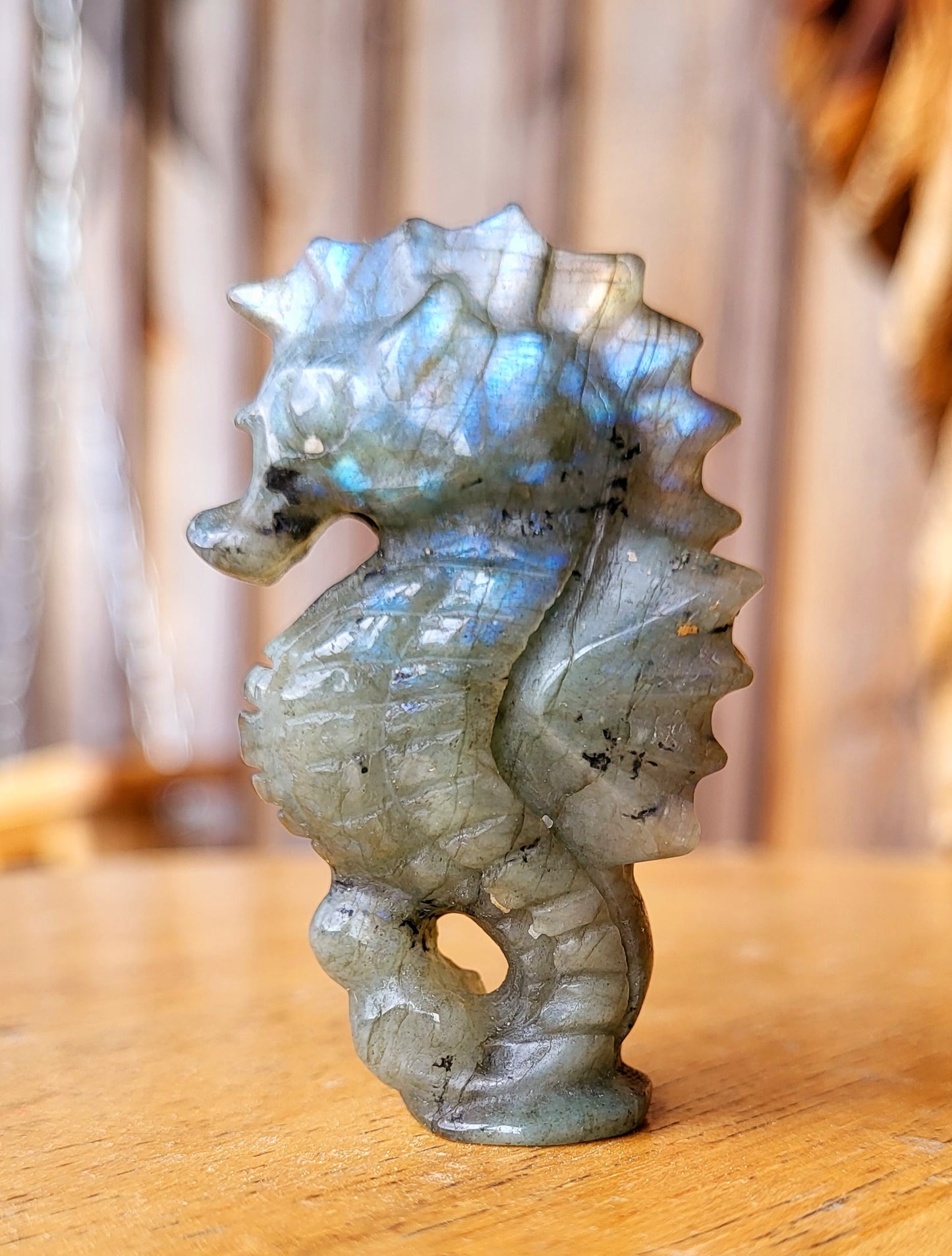 Labradorite Seahorse - respiratory health, rheumatism, brain fog, pms, intuition, transformation