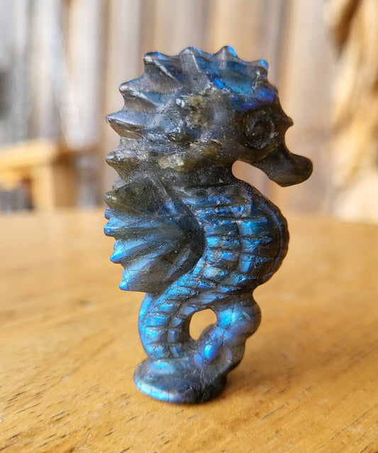 Labradorite Seahorse - respiratory health, rheumatism, brain fog, pms, intuition, transformation