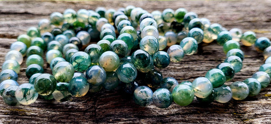 Moss Agate Bracelet - abundance, success, prosperity, connection to earth energy and gardening