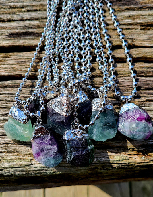 Fluorite Raw Crystal Necklace