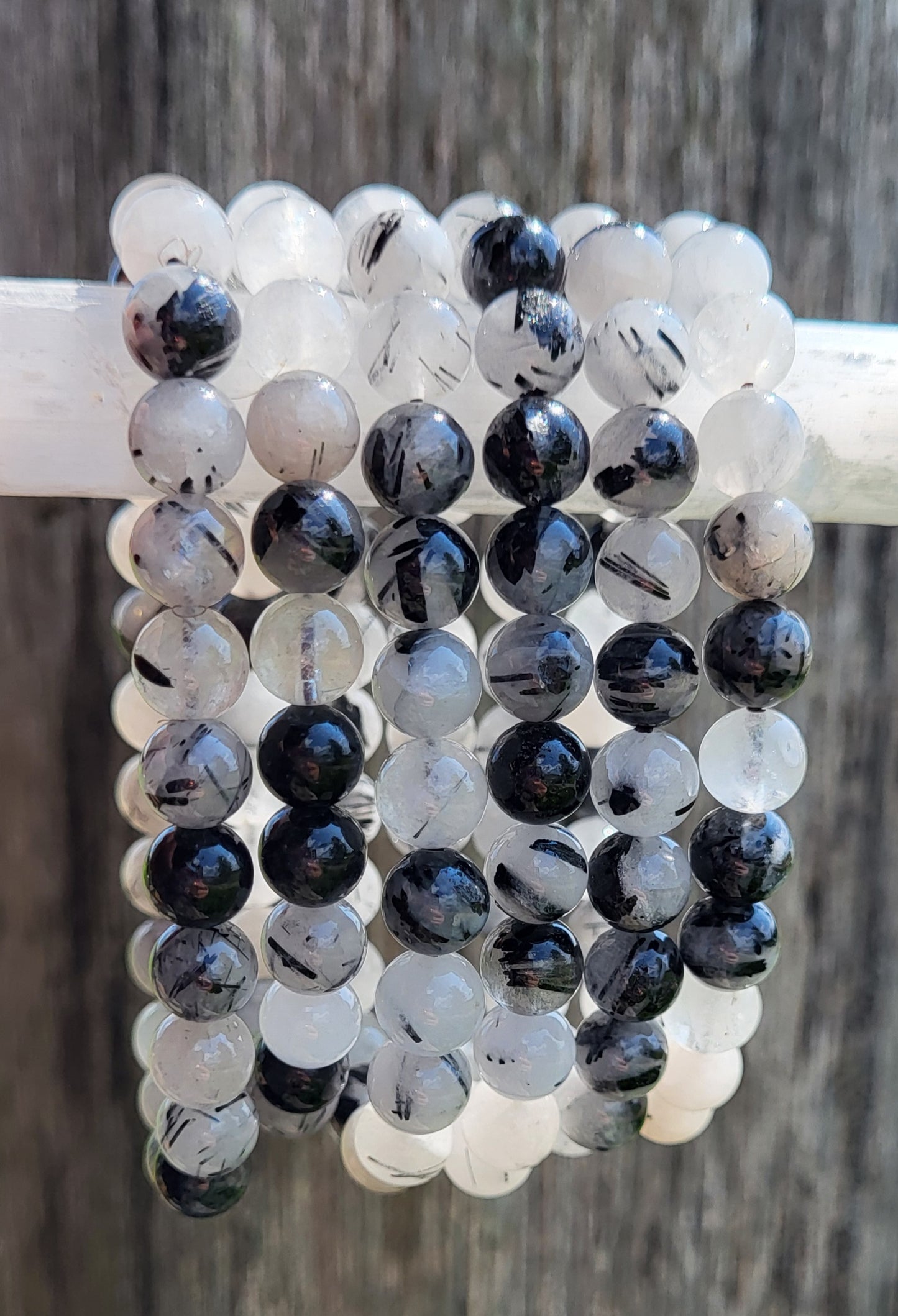 Black Tourmaline And Quartz Crystal Bracelet- shielding, emf protection, grounding, physical energy