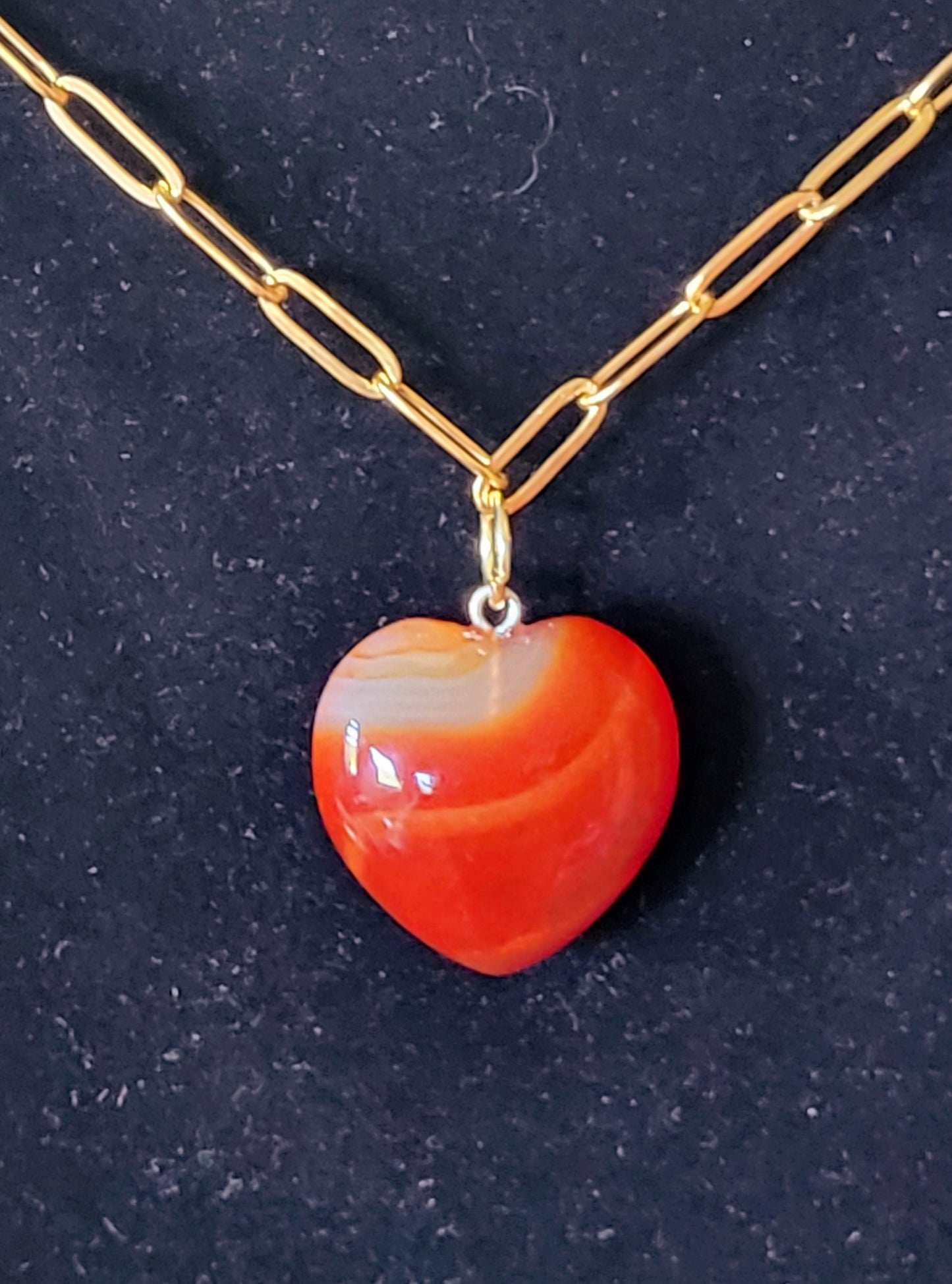 Carnelian Crystal Heart Necklace