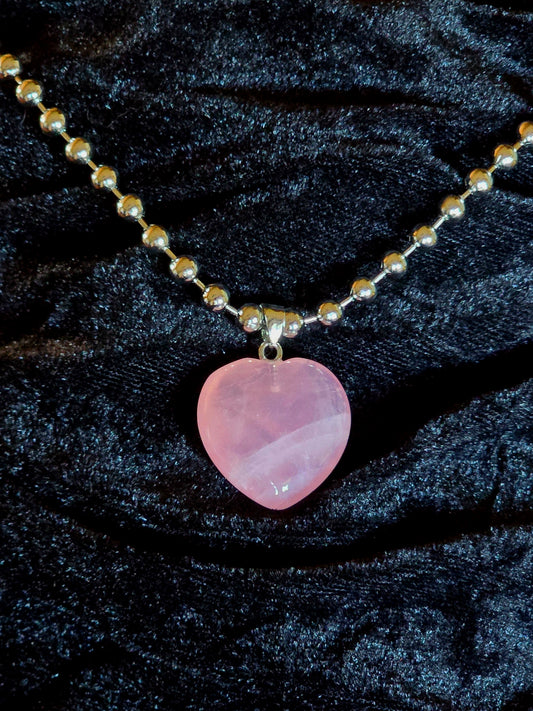 Rose Quartz Heart Necklace