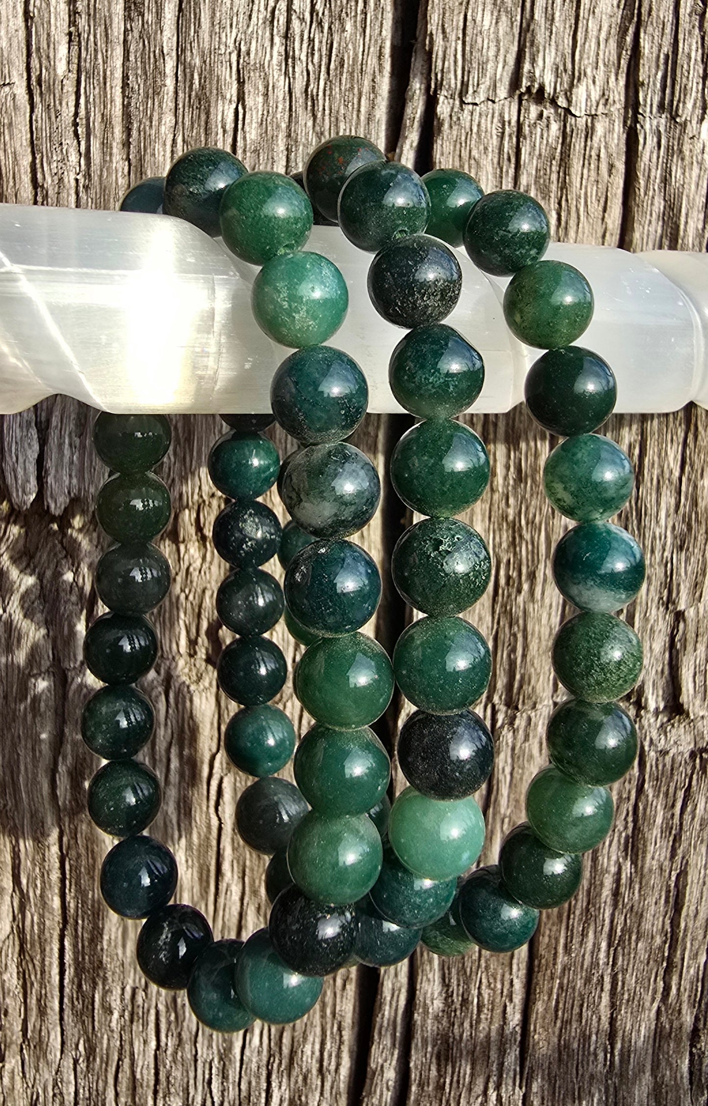 Moss Agate Bracelet - abundance, success, prosperity, connection to earth energy and gardening