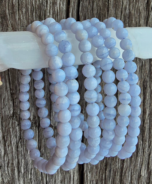 Blue Lace Agate Bracelet - Tranquility, Clarity, Communication,
Harmony, Relieves Tension