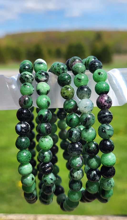 Ruby Zoisite Crystal Bracelet - healing, harmony, joy, courage, passion, heart disorders