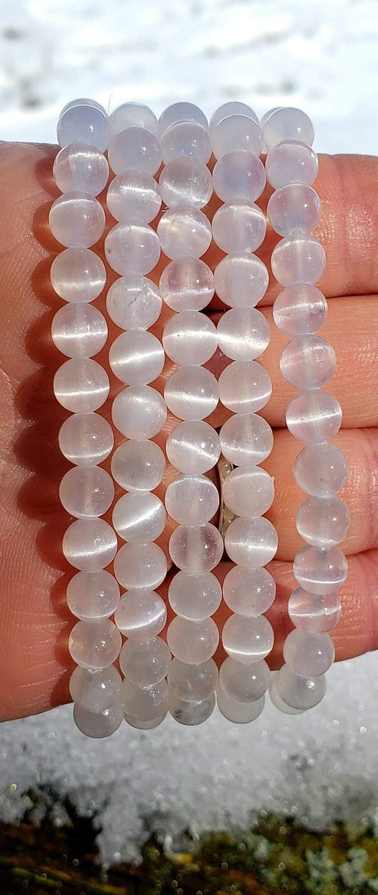 Selenite Satin Spar Crystal Bracelet - enhancing, cleansing, emotional healing, inner peace