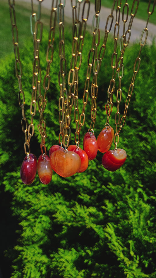 Carnelian Crystal Heart Necklace