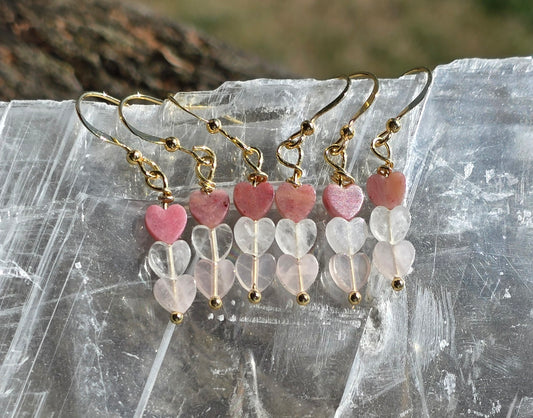 Heart Crystal Earrings - love, calm confidence, harmony and healing